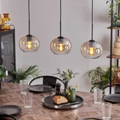 Suspension - Verre Apedo Ambre, Clair, 3 Lumieres