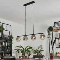 Suspension - Verre Gastor Chrome, Clair, Fume, 4 Lumieres