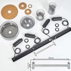 Suspension Classon Couleur Bois, Noir, 4 Lumieres