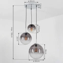 Suspension Degevos Gris, 3 Lumieres