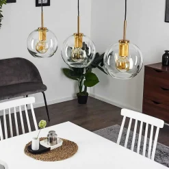 Suspension Karo Laiton, Noir, 3 Lumieres