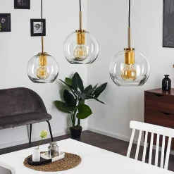 Suspension Karo Laiton, Noir, 3 Lumieres