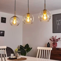 Suspension Karo Laiton, Noir, 3 Lumieres