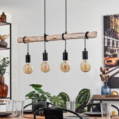 Suspension Soungou Ecru, Noir, 4 Lumieres