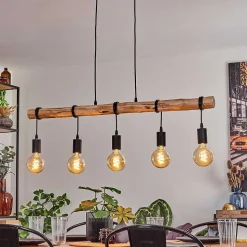 Suspension Soungou Ecru, Noir, 5 Lumieres