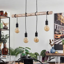 Suspension Soungou Ecru, Noir, 4 Lumieres