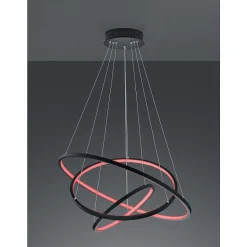Suspension Trio Aaron Led Anthracite, 1 Lumiere, Telecommandes, Changeur De Couleurs