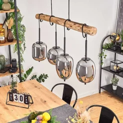 Suspension Verbania Ecru, Noir, 4 Lumieres