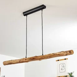 Suspension Winterthur Led Bois Clair, Noir, 1 Lumiere