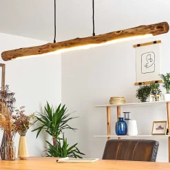 Suspension Winterthur Led Bois Clair, Noir, 1 Lumiere