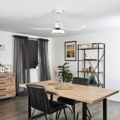 Ventilateur De Plafond Doha Led Blanc, 1 Lumiere, Telecommandes