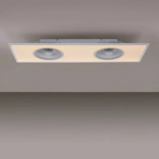 Ventilateur De Plafond Leuchten Direkt Flar-Air Led Blanc, 1 Lumiere, Telecommandes